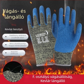 Hegesztéshez tervezett vágásálló és lángálló kesztyű, F-kategóriás
