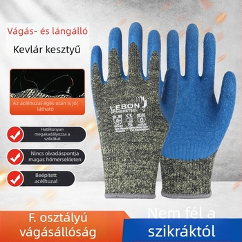 Hegesztéshez tervezett vágásálló és lángálló kesztyű, F-kategóriás