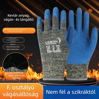 Hegesztéshez tervezett vágásálló és lángálló kesztyű, F-kategóriás