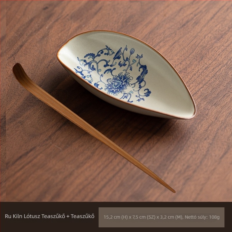 Winter porcelán Gongfu teás tartozékok — teáskanál és teás tartó, retro kínai stílusban