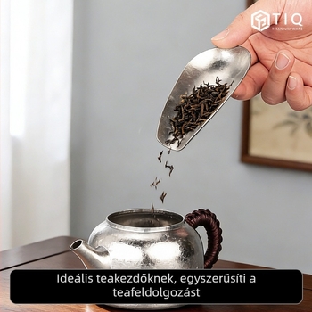 Tiszta titánból készült teáskanál és keverő készlet, kínai stílusú tea ceremónia kiegészítők, antibakteriális teainfúzor