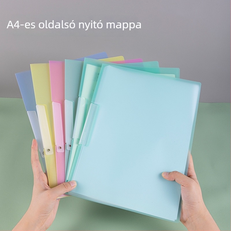 Oldalsó forgónyílású irattartó, A3-as hajtogatható vizsgálati ívek mappa, A4-es rúd tartó, hordozható áttetsző PP mappa