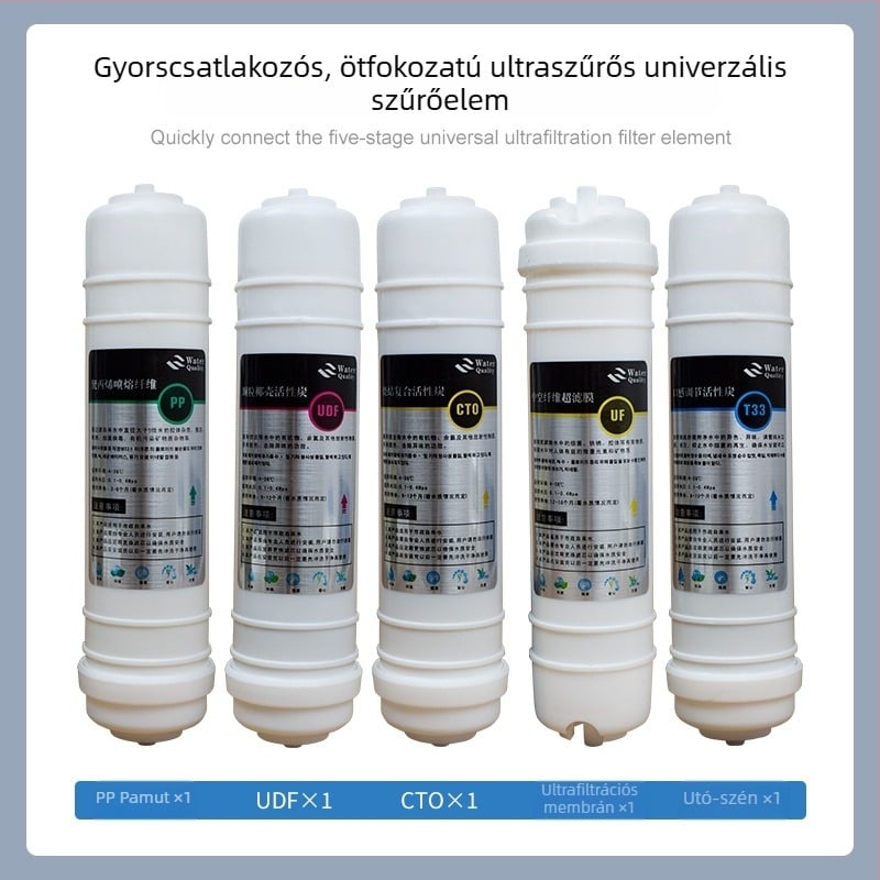 Vízszűrő elem, 3-por gyorscsatlakozás, öt lépéses ultrafiltráció beépített PP pamutszűrő