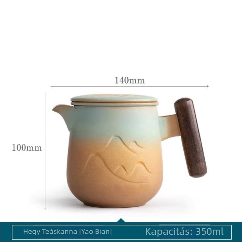 Hegymintás kerámia teáskanna otthoni használatra, kreatív tea-víz elválasztás, elegáns pohár, Kung Fu teáskészlet, égésvédő kialakítás, nagy méret.