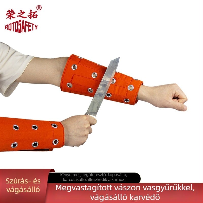 Rongzituo Vasgyűrűs alkarvédő – vágásálló, vastag vászon, kopásálló és lélegző, acélcsíkkal üvegipari felhasználásra