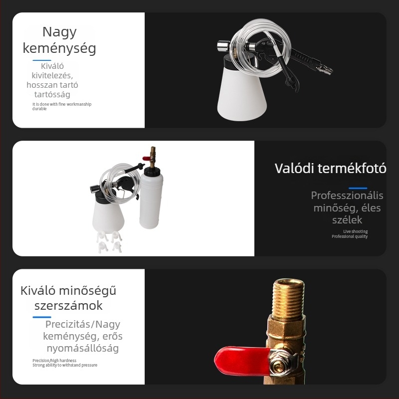 Pneumatikus fékfolyadék-csere eszköz automata kivonóval és töltővel jármű karbantartásához
