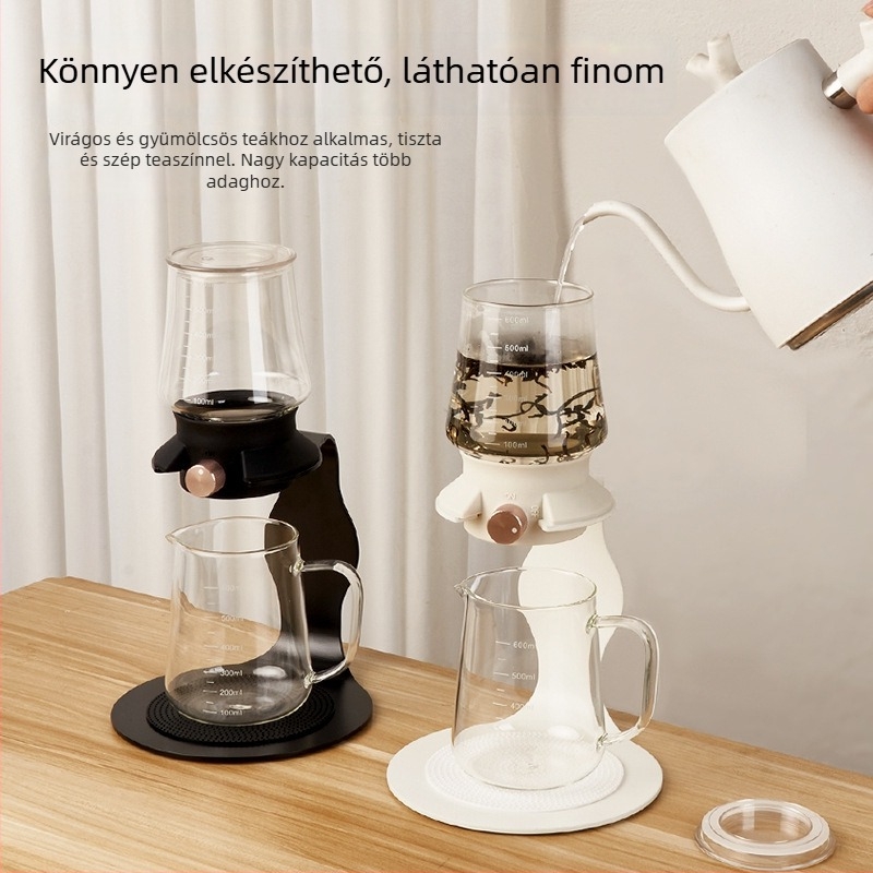Okos teafőző üst, új kínai stílusú üveges teakeverék hideg áztatáshoz, szétválasztó teáskanna és jégcsepegtető funkció