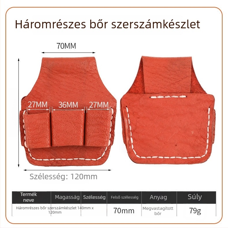 Két rétegű marhabőr villanyszerelő öv eszköztartóval és fogóvédővel, 5–7 darabos készlet