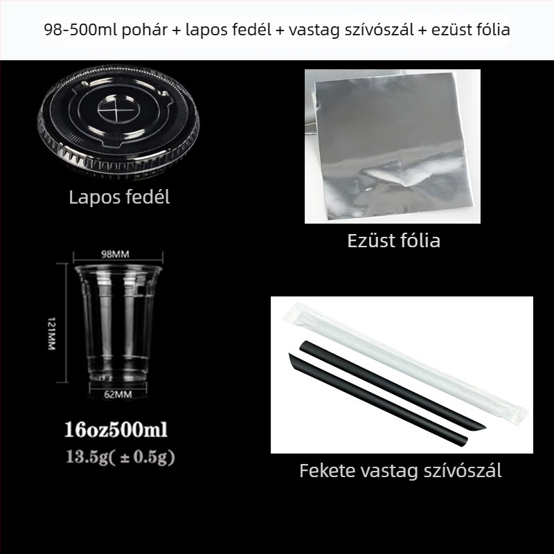 Egyszer használatos PET pohár thai stílusú jeges kávéhoz és thai zöld tejes teához, nagy átlátszósággal, hideg italokhoz.