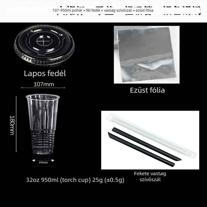 Egyszer használatos PET pohár thai stílusú jeges kávéhoz és thai zöld tejes teához, nagy átlátszósággal, hideg italokhoz.