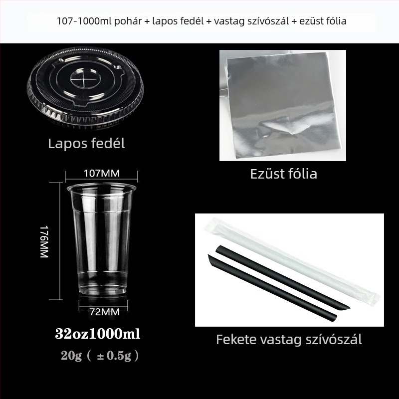 Egyszer használatos PET pohár thai stílusú jeges kávéhoz és thai zöld tejes teához, nagy átlátszósággal, hideg italokhoz.
