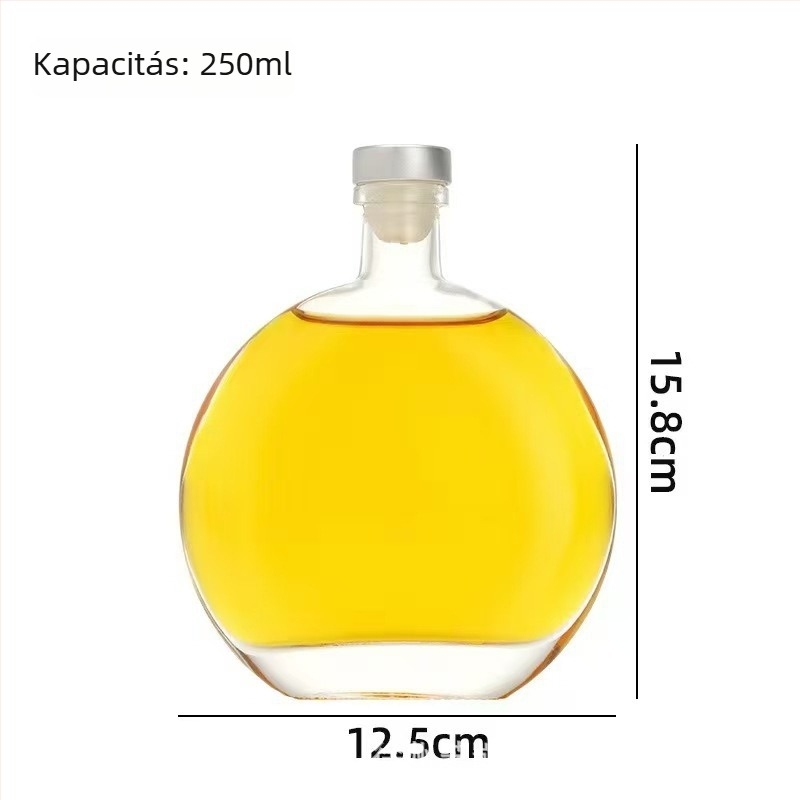 Kreatív kör alakú üveg a hideg tea készítéséhez, átlátszó italosüveg logónyomási lehetőséggel, üres adagolható üveg