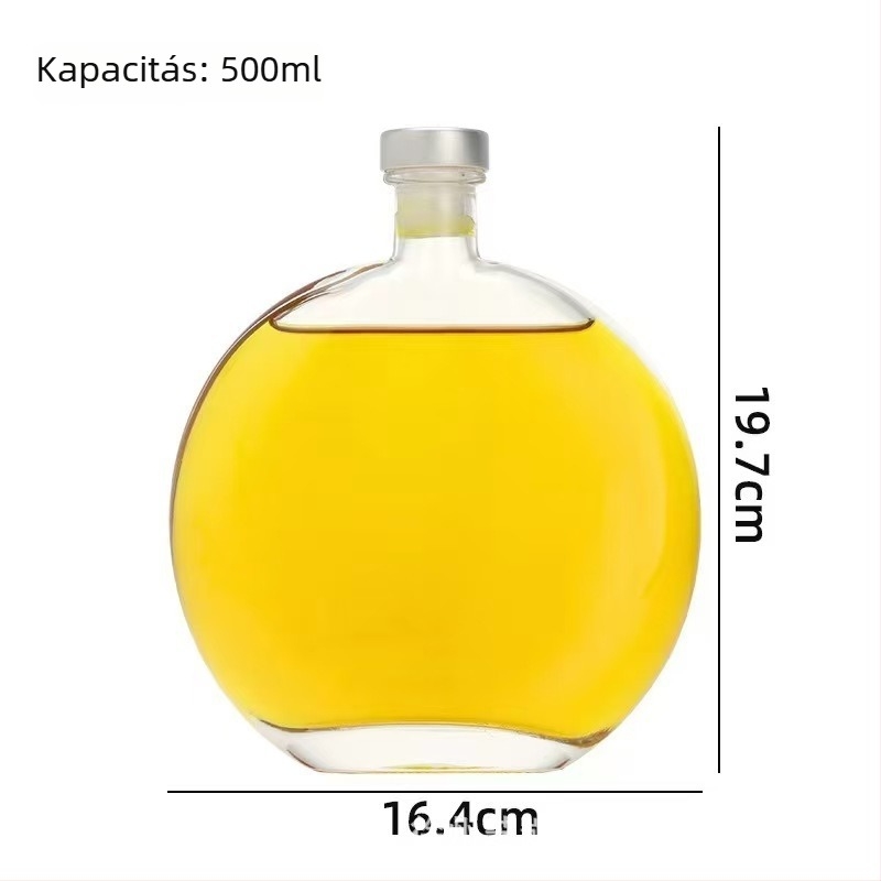 Kreatív kör alakú üveg a hideg tea készítéséhez, átlátszó italosüveg logónyomási lehetőséggel, üres adagolható üveg
