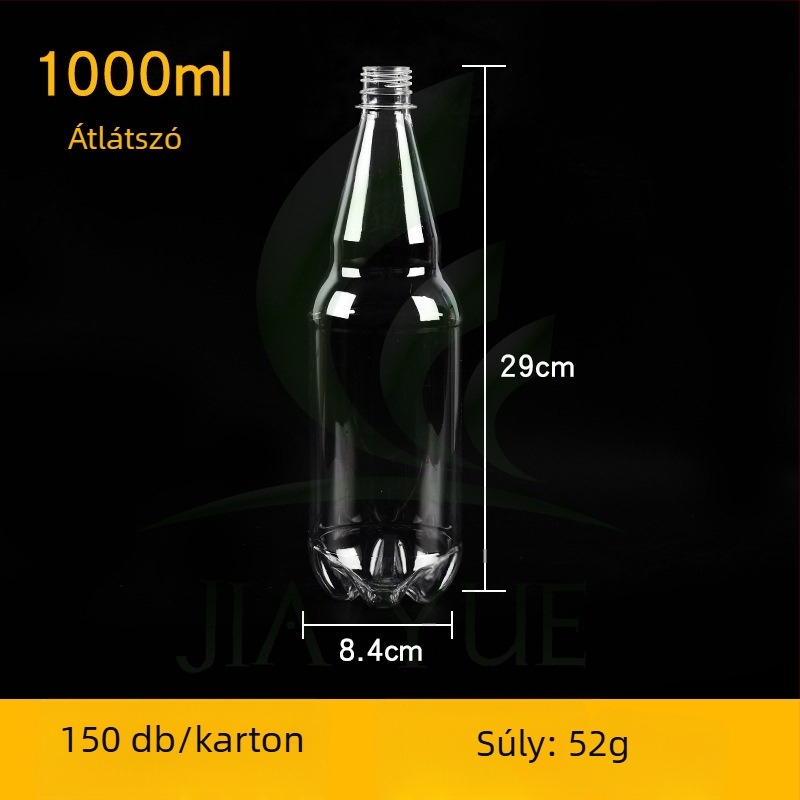 1000 ml PET műanyag italos üveg, átlátszó, üres, folyadékcsomagoláshoz
