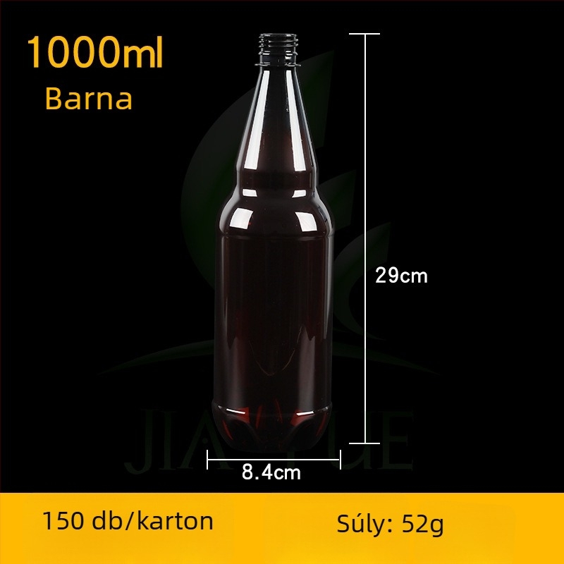 1000 ml PET műanyag italos üveg, átlátszó, üres, folyadékcsomagoláshoz