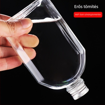 Átlátszó üveg likőrösüveg, üres, alkalmas likőrre, gyümölcslére és tejes teára; elérhető 100 ml, 200 ml, 250 ml, 350 ml és 500 ml.
