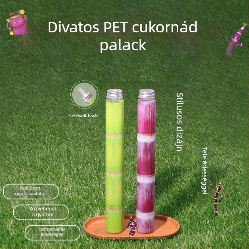 Átlátszó PET italosüveg fedővel, egyszer használható, 700 ml, Sugarcane Milk Tea