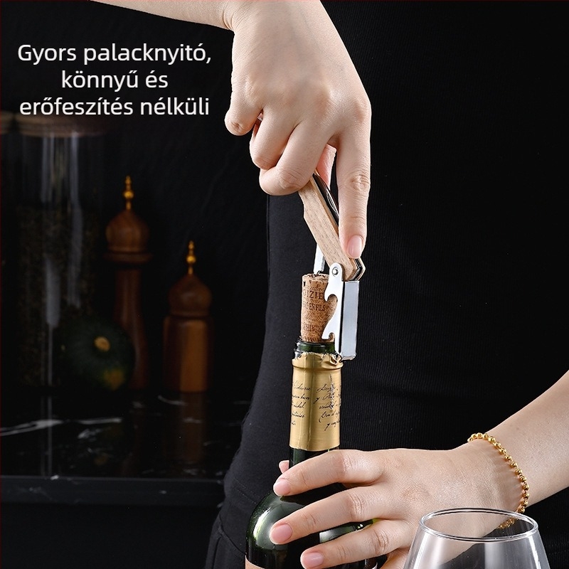 Hordozható multifunkcionális üvegnyitó készlet garnéla fej dizájnnal, borhoz és sörhöz, kis késsel
