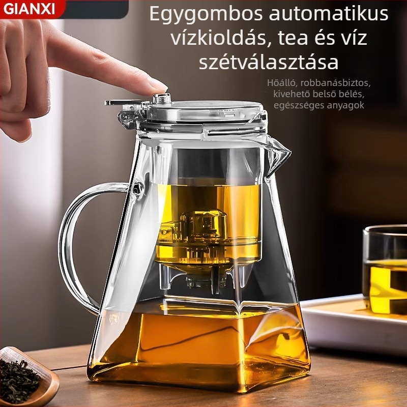 Boroszilikát üveg teáskanna szűrővel, otthoni használatra, egyszerű stílus