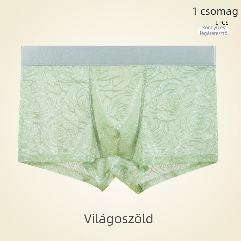Jégselyem férfi boxer rövidnadrág csipke mintával, jacquard hálós, lélegző, prémium