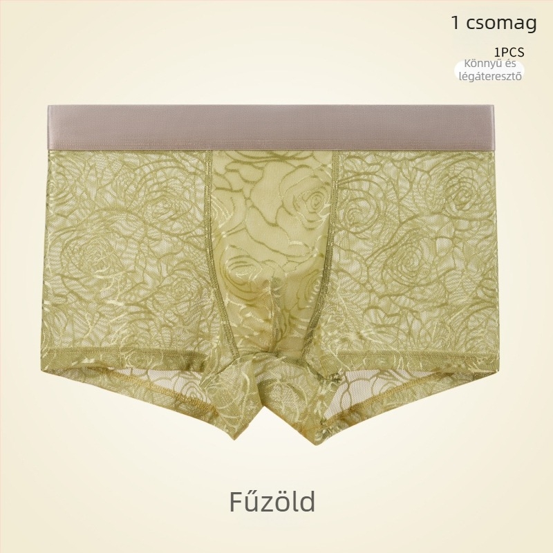 Jégselyem férfi boxer rövidnadrág csipke mintával, jacquard hálós, lélegző, prémium
