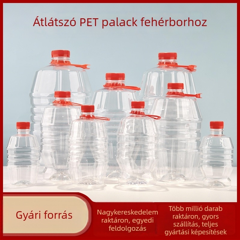 500 ml átlátszó PET zárható palack italokhoz, négyszögletes, vastított műanyag
