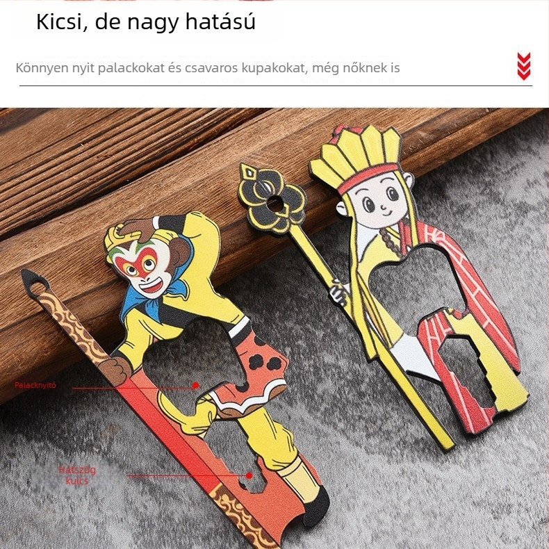 Rozsdamentes acél sörnyitó kulcstartóval, konzervnyitóval és hordozható hatszögletű kulcs