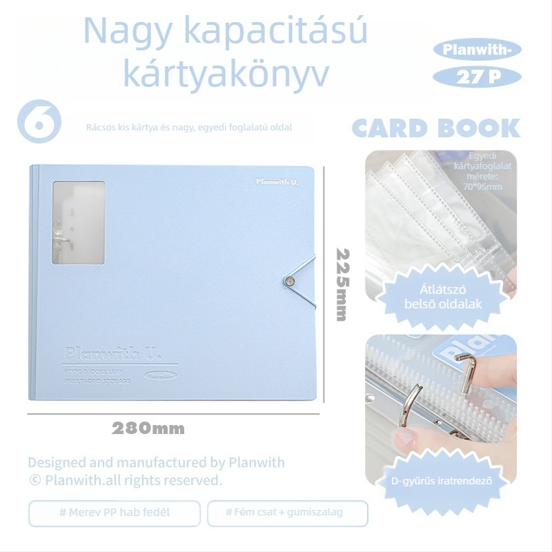 RosyPosy Planwith Buckle – Nagy kapacitású kártyaalbum oldható lapokkal, 25 oldal, kártyákhoz és jegyekhez