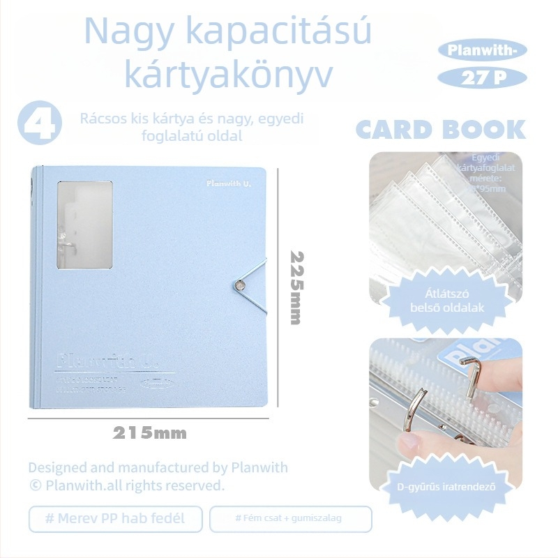 RosyPosy Planwith Buckle – Nagy kapacitású kártyaalbum oldható lapokkal, 25 oldal, kártyákhoz és jegyekhez