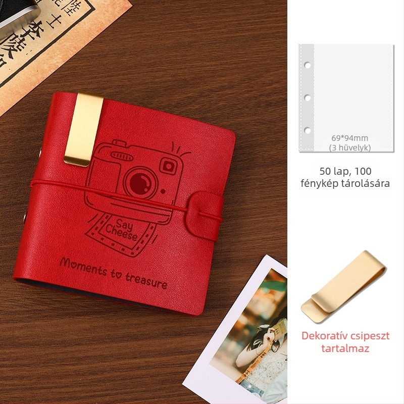 Nagy kapacitású retro fotóalbum Polaroid fotókhoz, kivehető lapokkal – DIY 3 hüvelykes utazókártyaalbum