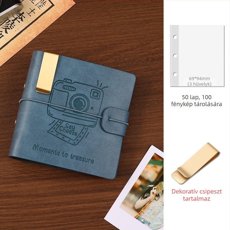 Nagy kapacitású retro fotóalbum Polaroid fotókhoz, kivehető lapokkal – DIY 3 hüvelykes utazókártyaalbum
