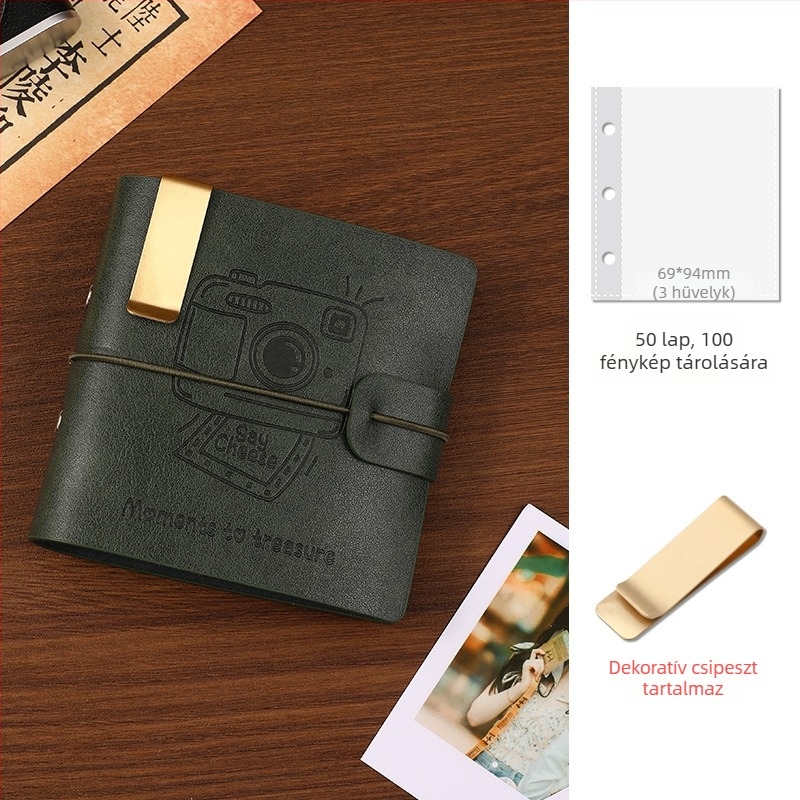 Nagy kapacitású retro fotóalbum Polaroid fotókhoz, kivehető lapokkal – DIY 3 hüvelykes utazókártyaalbum