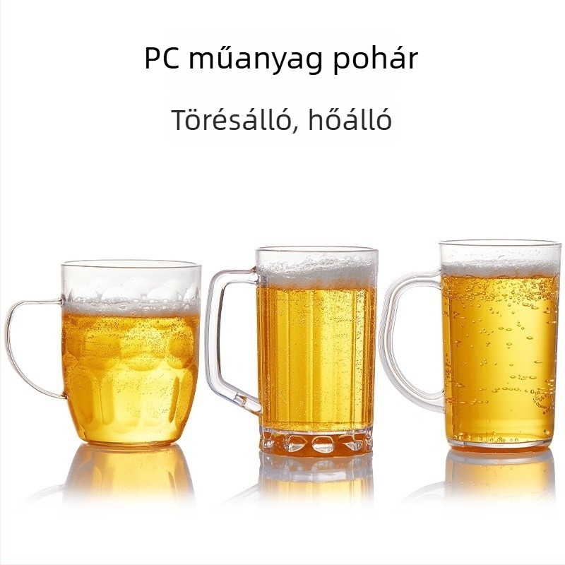 500 ml Ananász formájú sörös pohár fogantyúval, átlátszó, vastag műanyagból