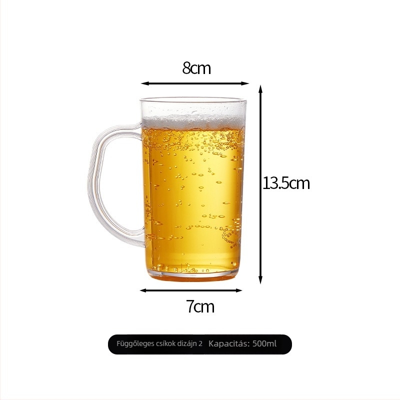 500 ml Ananász formájú sörös pohár fogantyúval, átlátszó, vastag műanyagból
