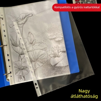 Meiluo 11 lyukas átlátszó PVC A4-es dokumentumtáska — vízálló irattartó beilleszthető oldalakkal
