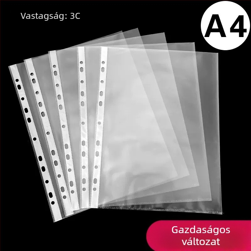 Meiluo 11 lyukas átlátszó PVC A4-es dokumentumtáska — vízálló irattartó beilleszthető oldalakkal