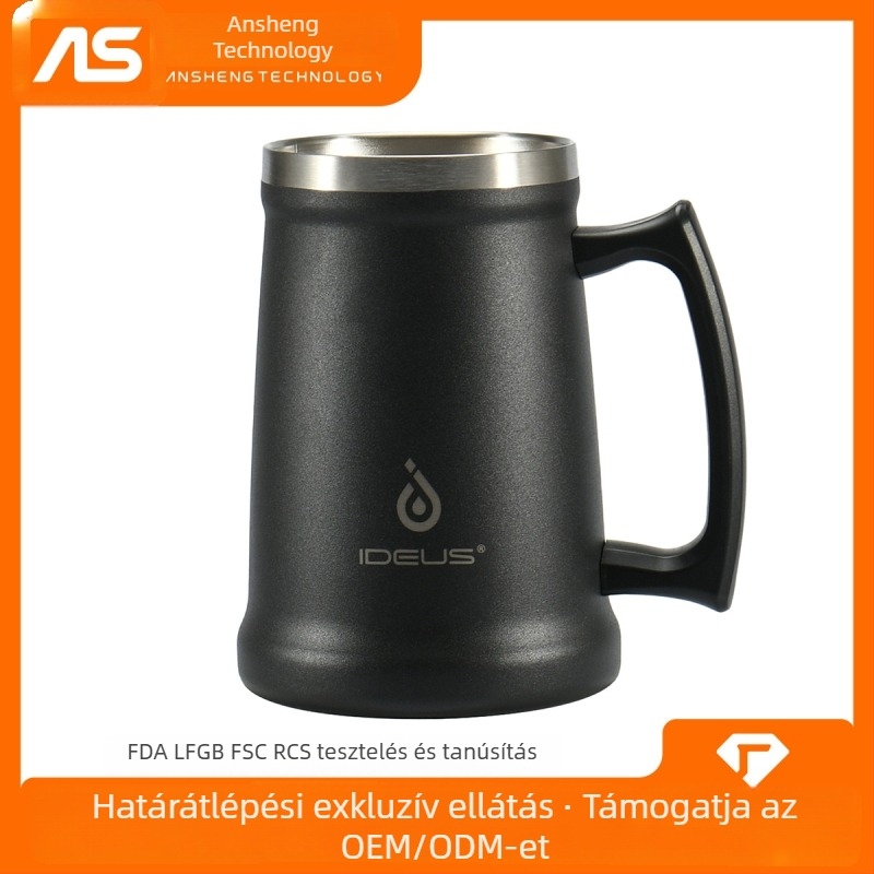 IDUES 304 rozsdamentes acél sörös pohár 700 ml fogantyúval, skandináv stílus