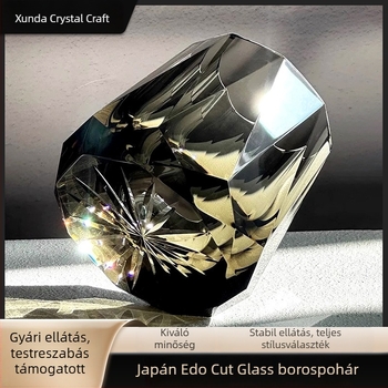 Schindler Japán Edo Kiriko K9 kristály whisky pohár Zeusz kővel — könnyű luxus, kézzel készített kristály ajándékdoboz