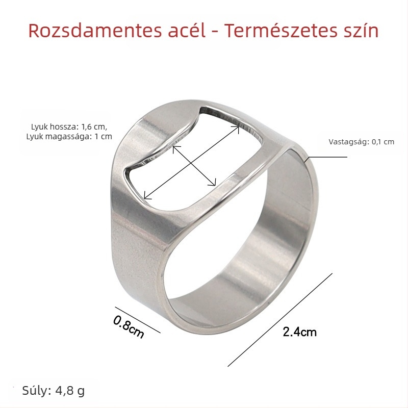 Rozsdamentes acélból készült üvegnyitó gyűrű – kreatív sörös üvegnyitó, konyhai eszköz