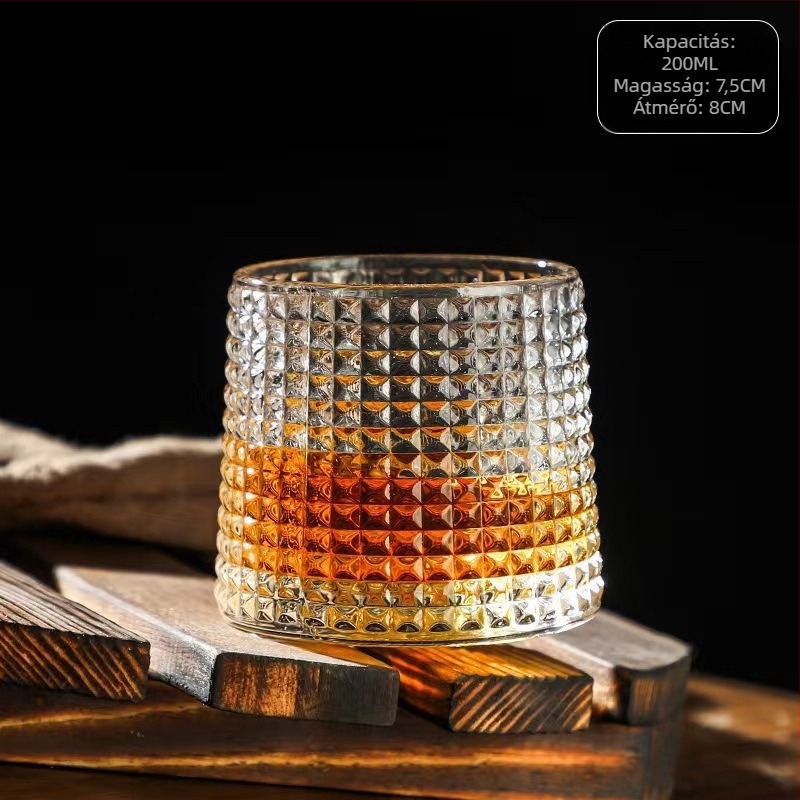 Whiskyhez, borhoz és sörhöz készült üvegpohár – modern minimalista stílus, 201–300 ml kapacitás, ajándékdoboz