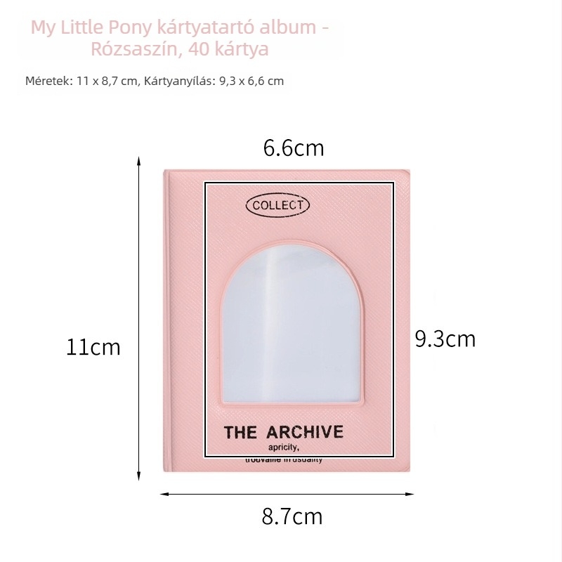 My Little Pony átlátszó PVC kártyaalbum, fényképalbum tárolásra, egy kártya oldalanként, emlékalbum