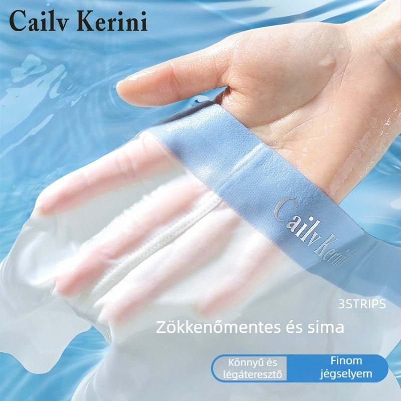 Férfi jég-selyem alsónadrág, könnyű, légáteresztő hálós szövésű, varrat nélküli, antibakteriális, nyárra