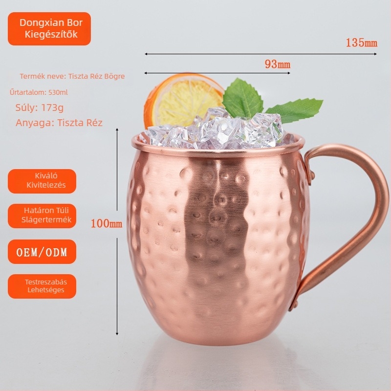 Kisméretű Moscow Mule rézpohár koktélokhoz és sörhöz, retro Bloom stílus, 401–500 ml kapacitás, logó testreszabás elérhető