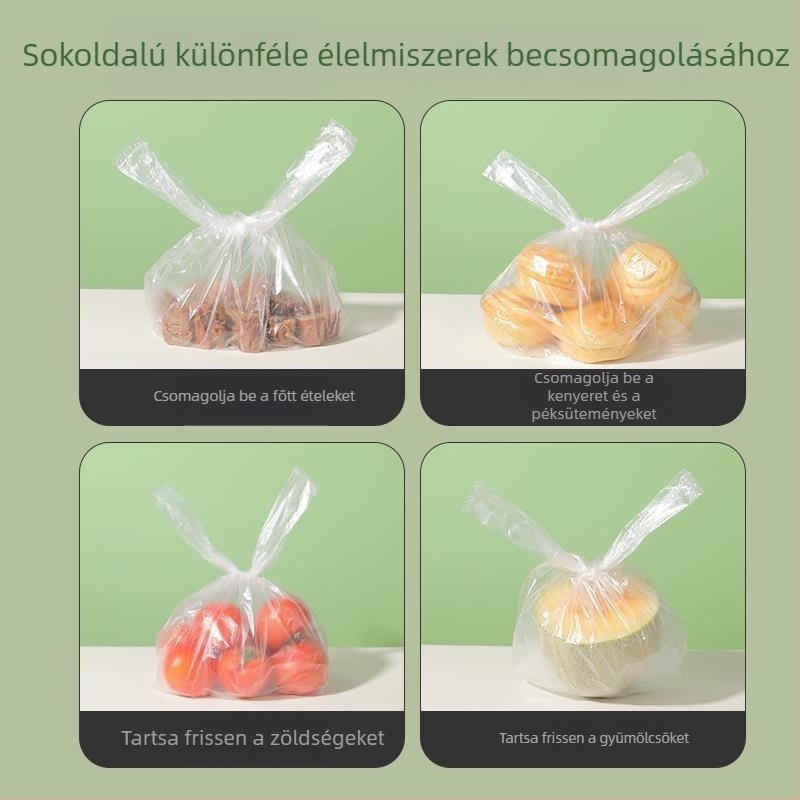 Kihúzható frissesség-megőrző tasakok készlet háztartási használatra, vastag, egyszer használatos zacskók a konyhához és a hűtőhöz