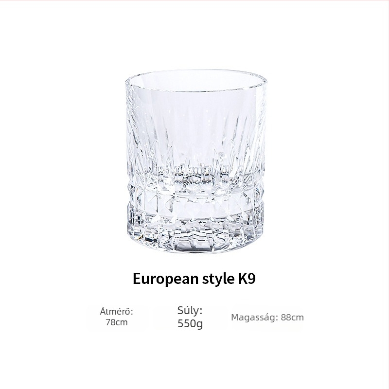 Európai stílusú kristály whisky pohár, K9 kristály, elegáns otthoni használatra