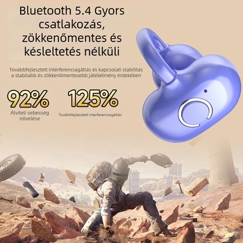 Klip-on Bluetooth 5.4 sportfülhallgató, fél-beépített dizájn, kényelmes hosszú viseléshez, clip-stílus, kompatibil Android és iOS