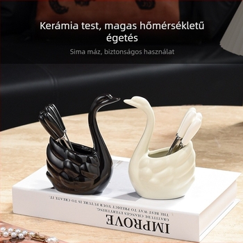 Hattyú motívumú gyümölcsvillák készlet tárolóüvegekkel