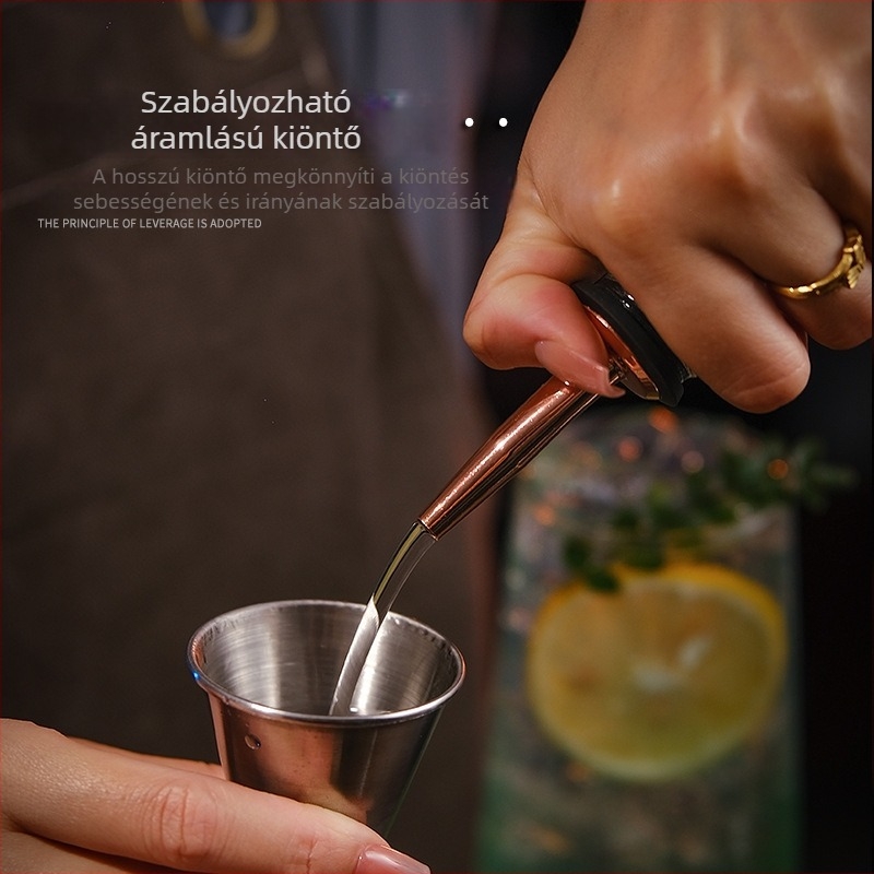 Rozsdamentes acélból készült, szabályozható áramlású boröntő és olajadagoló, palackdugó és koktéldugó