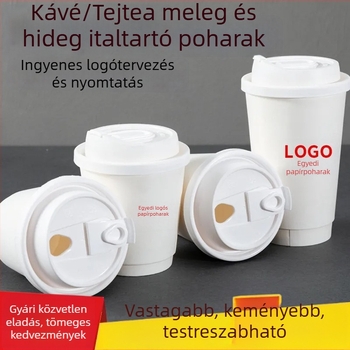 Személyre szabott logóval ellátott egyszerhasználatos papír pohár forró és hideg italokhoz, hőálló kettős falú kialakítás, 601–700 ml, 1000 darabos csomag