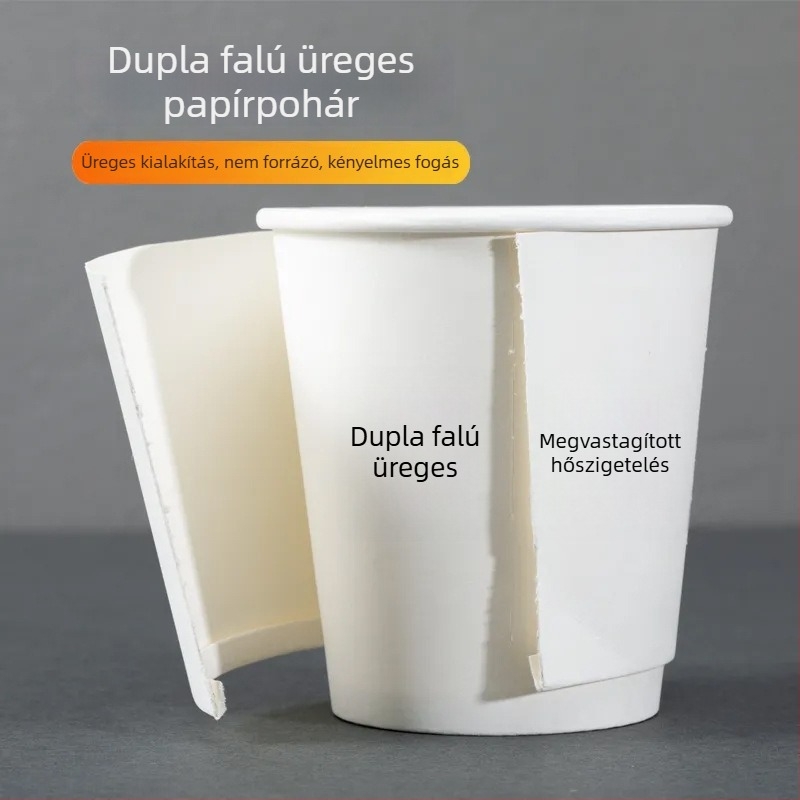 Személyre szabott logóval ellátott egyszerhasználatos papír pohár forró és hideg italokhoz, hőálló kettős falú kialakítás, 601–700 ml, 1000 darabos csomag
